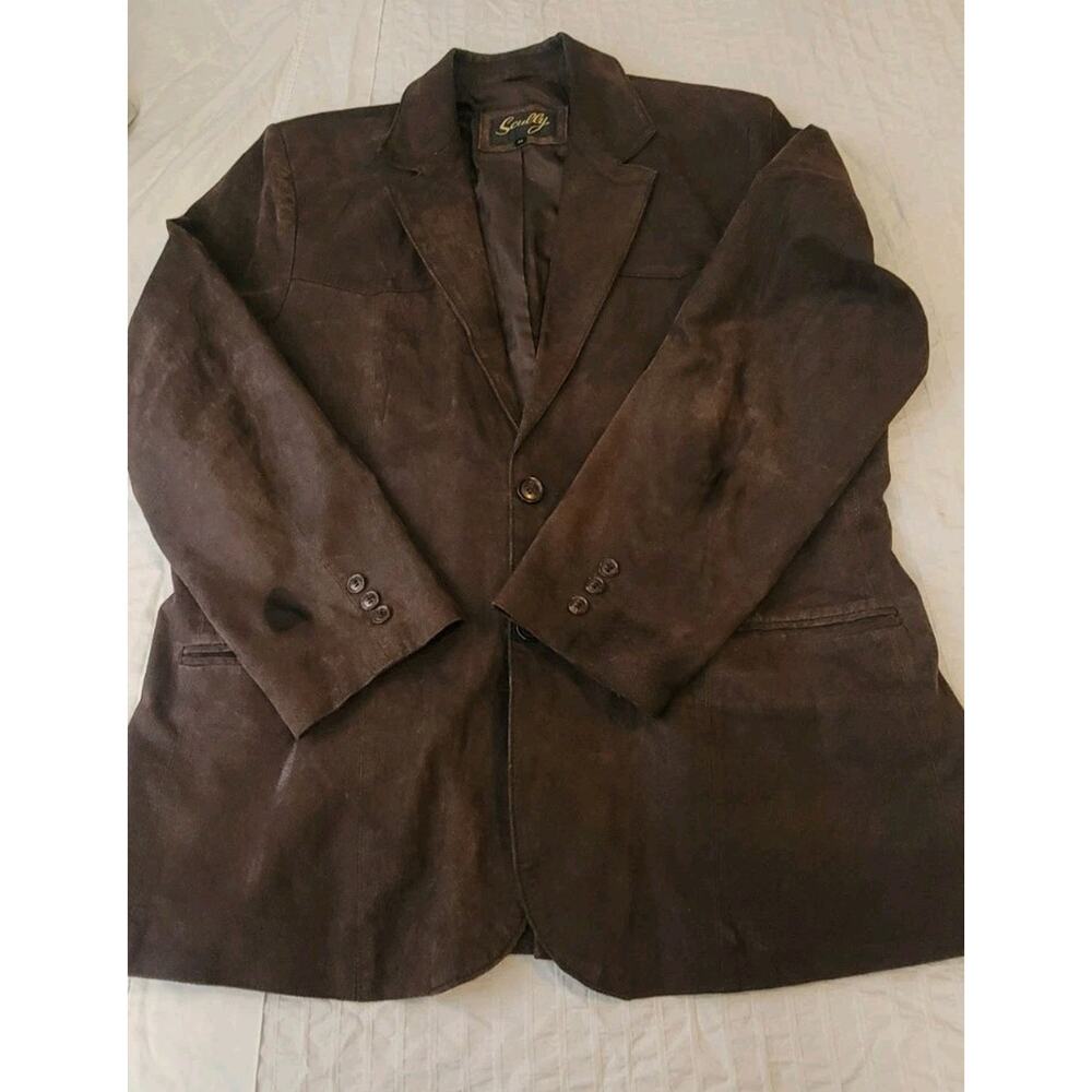 Scully Brown Suede Leather Western Blazer Jacket Mens 44 cowboy coat jacket